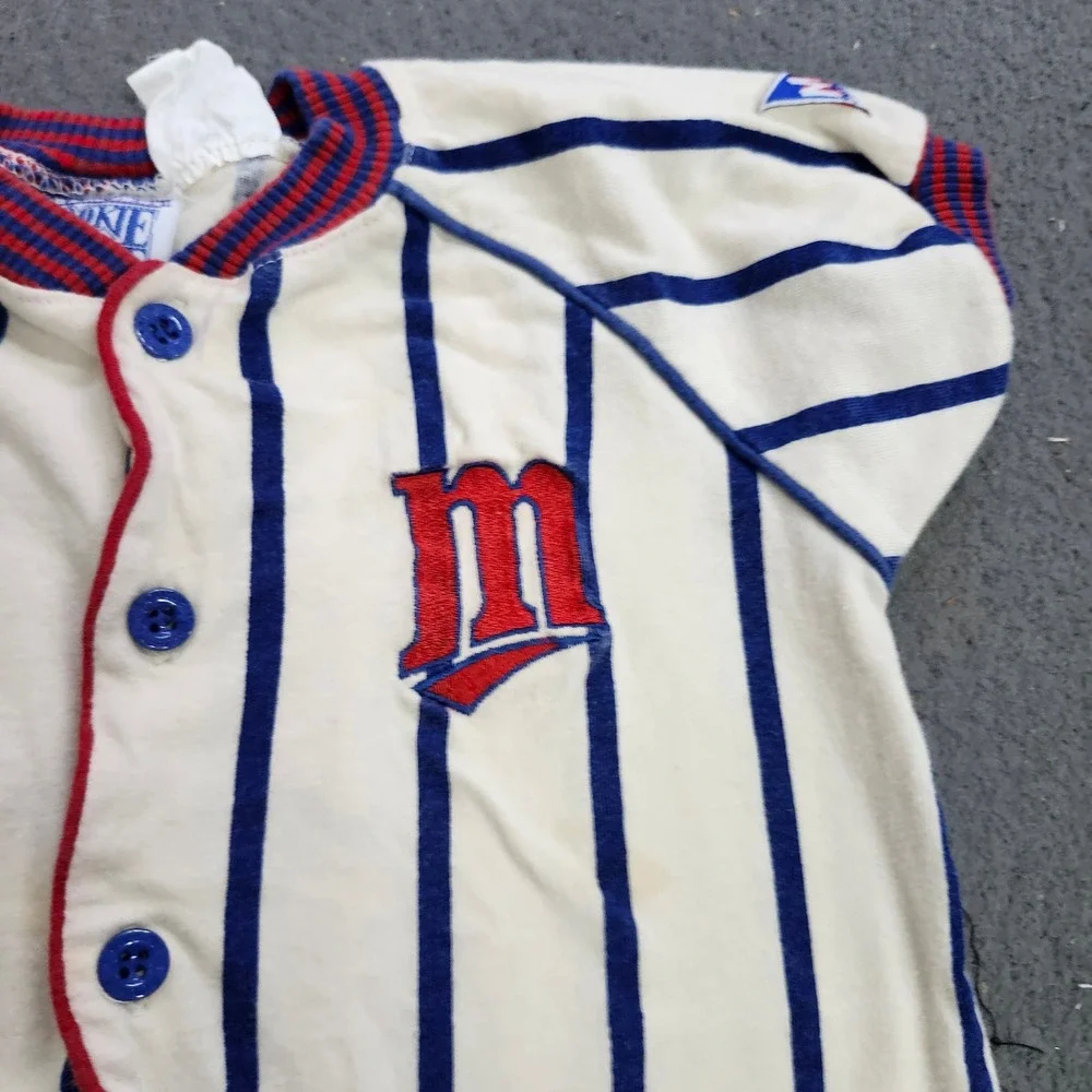 Vintage Minnesota Twins MLB Baby Romper 24M Pinstripe Baseball Jersey Mighty-Mac